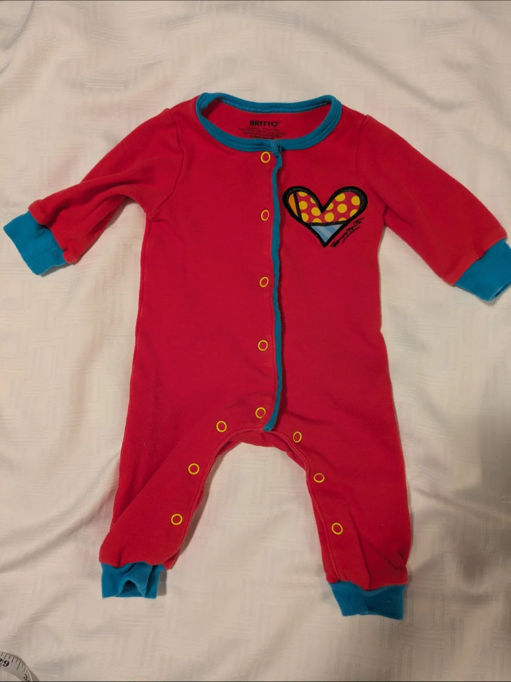 Red & Teal Heart Baby One-Piece